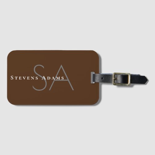 Chic Professional Brown Monogrammed Luggage Tag