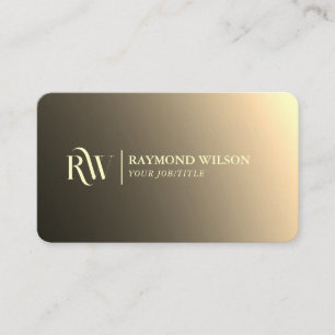 Chic Professional Gradient Faux Gold Monogram Business Card