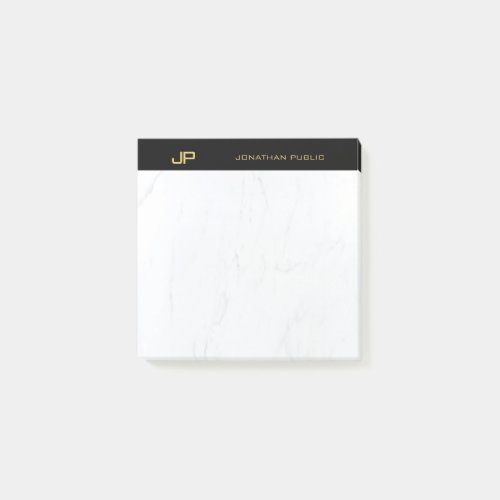 Chic Professional Monogram Black Gold Marble Post_it Notes