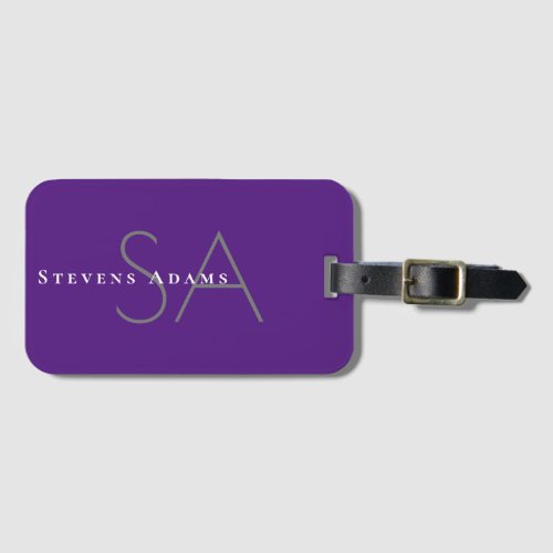 Chic Professional Periwinkle Purple Monogrammed Luggage Tag