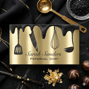 Chic Professional Personal Chef Catering Gold   Business Card