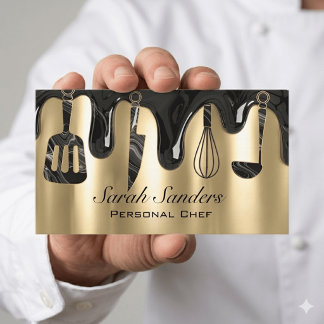 Chic Professional Personal Chef Catering Gold Business Card