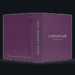 Chic Professional Purple Fake Leather Personalized 3 Ring Binder<br><div class="desc">Simple clean and elegant design of a dark purple fakeleather texture with fully customizable text in faux gold color classic font. The spine has a dark overlay. Totally removable. Masculine and elegant, Available on many products. For help or custom request, please contact me at citronelladesign@gmail.com Please note: LEATHER IS A...</div>