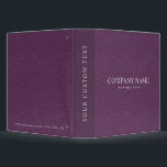 Chic Professional Purple Fake Leather Personalized 3 Ring Binder<br><div class="desc">Simple clean and elegant design of a dark purple fakeleather texture with fully customizable text in faux gold color classic font. The spine has a dark overlay. Totally removable. Masculine and elegant, Available on many products. For help or custom request, please contact me at citronelladesign@gmail.com Please note: LEATHER IS A...</div>