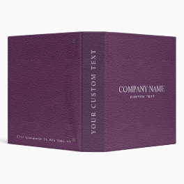 Chic Professional Purple Fake Leather Personalized 3 Ring Binder