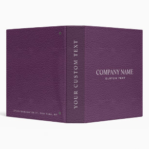 Chic Professional Purple Fake Leather Personalized 3 Ring Binder