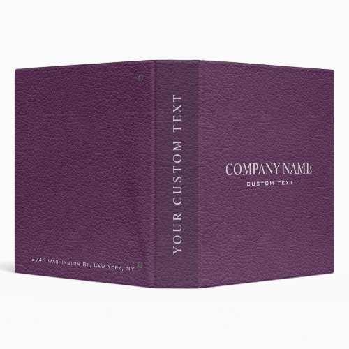 Chic Professional Purple Fake Leather Personalized 3 Ring Binder