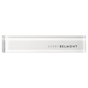 Chic Professional White Modern Simple Minimalist Desk Name Plate