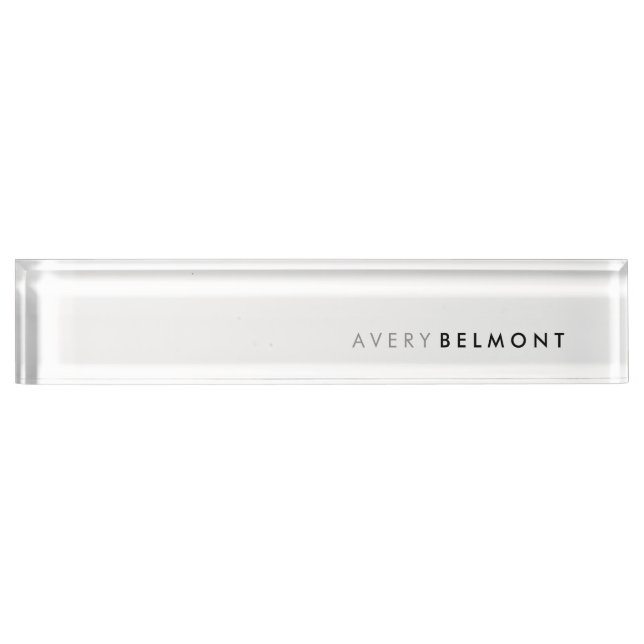 Chic Professional White  Modern Simple Minimalist Desk Name Plate (Front)