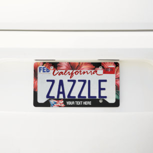 Chic Puerto Rico Pride Island Floral License Plate Frame
