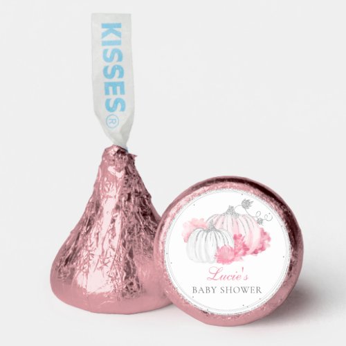 Chic Pumpkin Pink Floral Baby Girl Baby Shower Hersheys Kisses