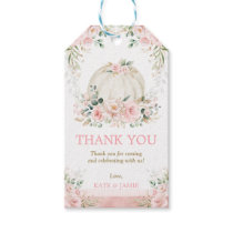 Chic Pumpkin Pink Floral Baby Girl Birthday Favors Gift Tags