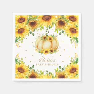 Chic Pumpkin Sunflower Birthday Party Baby Shower Napkins
