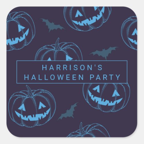 Chic Pumpkins Bats Halloween Square Sticker