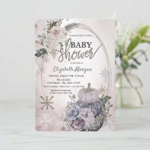 Chic Pumpkins Boho Flowers Baby Shower   Invitation