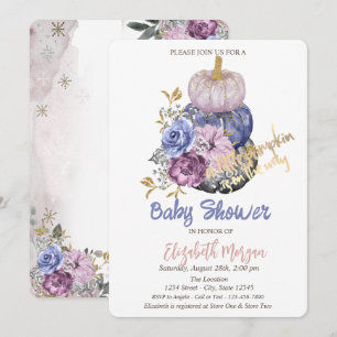 Chic Pumpkins,Flowers Baby Shower  Invitation