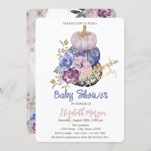 Chic PumpkinsFlowers Baby Shower  Invitation