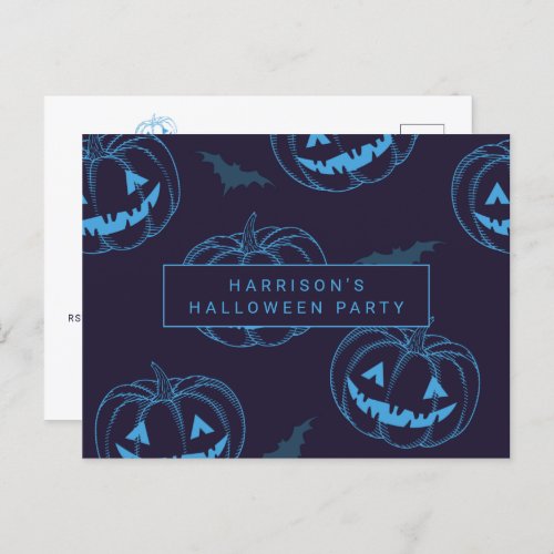 Chic Pumpkins Halloween Party Invitation Postcard