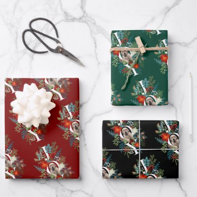 Chic Puppy Joy Christmas Holiday Wrapping Paper Sheets