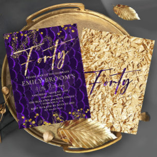 Chic Purple 40th Birthday Forty Invitation