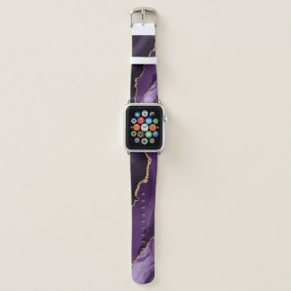 Chic Purple Agate Gold Glitter Apple Watch Band