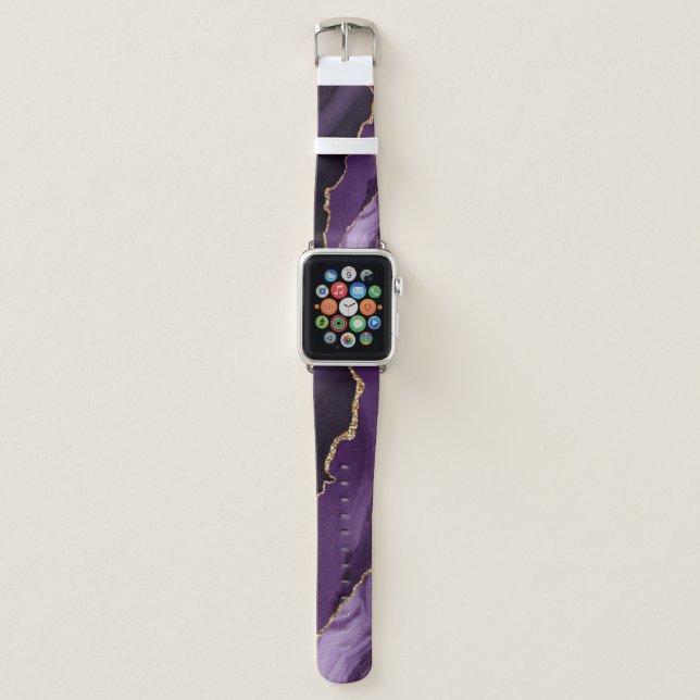 Chic Purple Agate Gold Glitter Apple Watch Band (Front)