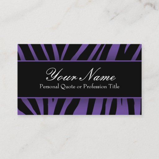 Customizable Chic Purple and Black Zebra Stripes Business Cards