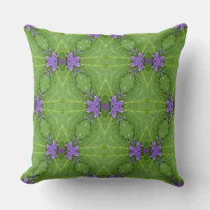 Chic Purple and Green Floral Geometric  Throw Pillow