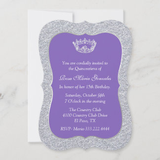 Chic Purple and Silver Quinceañera Invitation