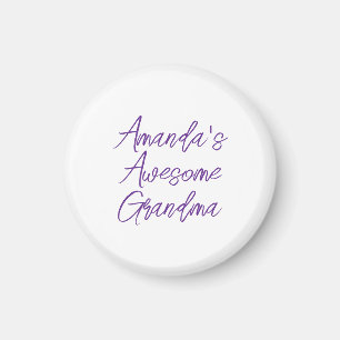 Chic Purple Awesome Grandma Grandkids Name Magnet