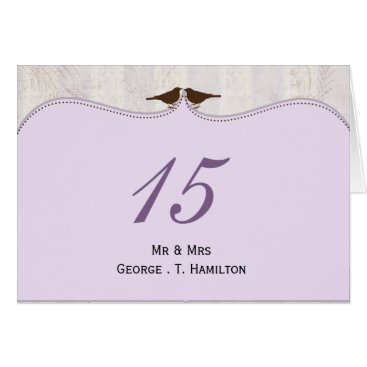 Chic purple bird cage, love birds table numbers