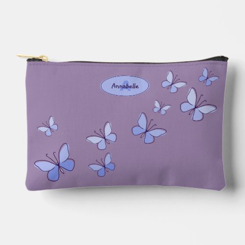 Chic Purple Blue Butterfly Flutter Accessory Pouch