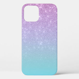 Chic Purple Blue Glitter Ombre Gradient iPhone 12 Case