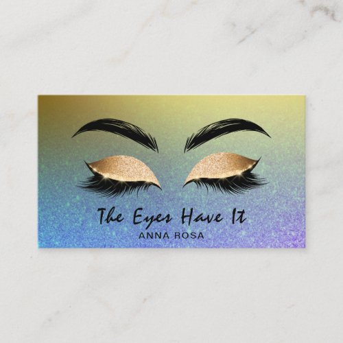  Chic PURPLE BLUE Lashes Extensions Brows Business Card