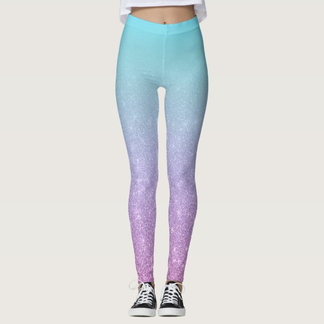 Chic Purple Blue Ombre Gradient Leggings (Front)
