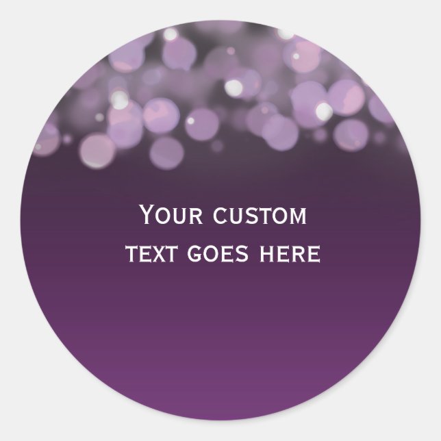 Chic Purple Bokeh Sky Lights Sticker Favor label (Front)