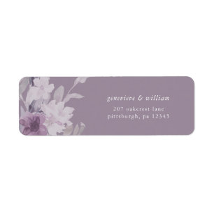 Chic Purple Botanical Wedding Return Address Label