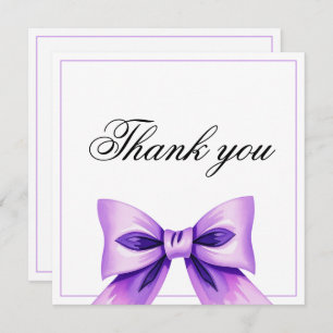 Chic Purple Bow Coquette Girl Sweet 16 Birthday Thank You Card