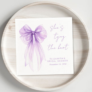 Chic Purple Bow Watercolor Bridal Shower Napkins
