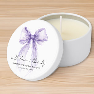 Chic Purple Bow Watercolor Bridal Shower Thank You Mini Candle Favors