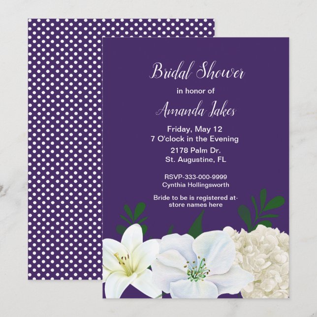 Chic Purple Bridal Shower Invitation (Front/Back)