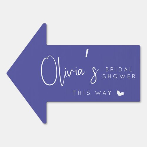 Chic purple bridal shower this way arrow sign