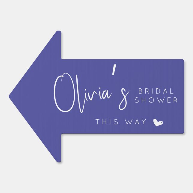 Chic purple bridal shower this way arrow sign (Front)
