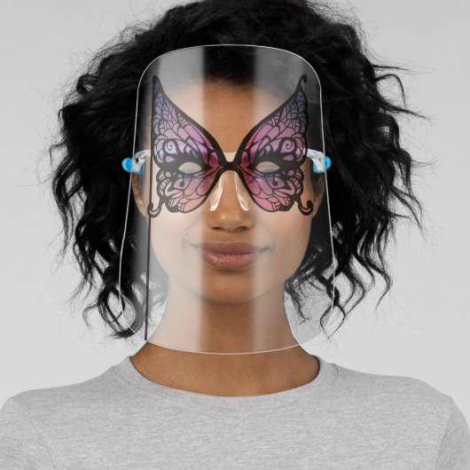 Chic Purple Butterfly Carnival Mask Face Shield (Insitu)