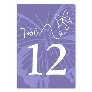 Chic Purple Butterfly Garden Wedding Sign Table Number