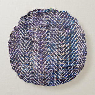 Chic purple chevron pattern round pillow