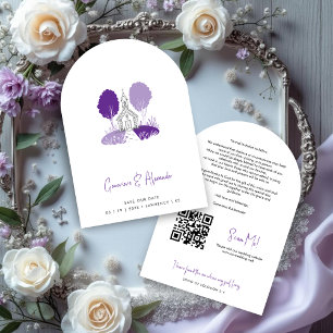 Chic Purple Church Illustration Christian Wedding Save The Date