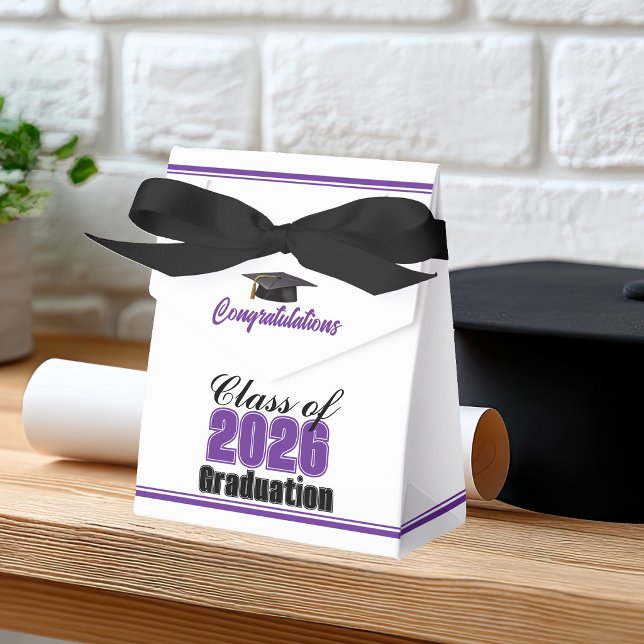 Chic Purple Class of 2026 Custom Graduation Favor Boxes (Creator Uploaded)