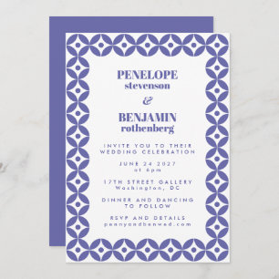 Chic Purple Classic Mid Mod Geometric Wedding Invitation