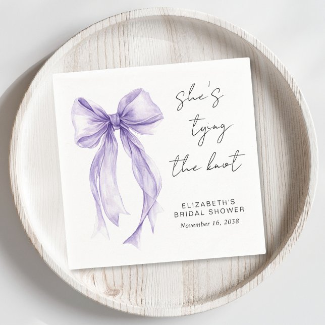 Chic Purple Coquette Bow Watercolor Bridal Shower Napkins (Creator Uploaded)